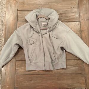 Light Gray-Blue Zip-Up Hoodie